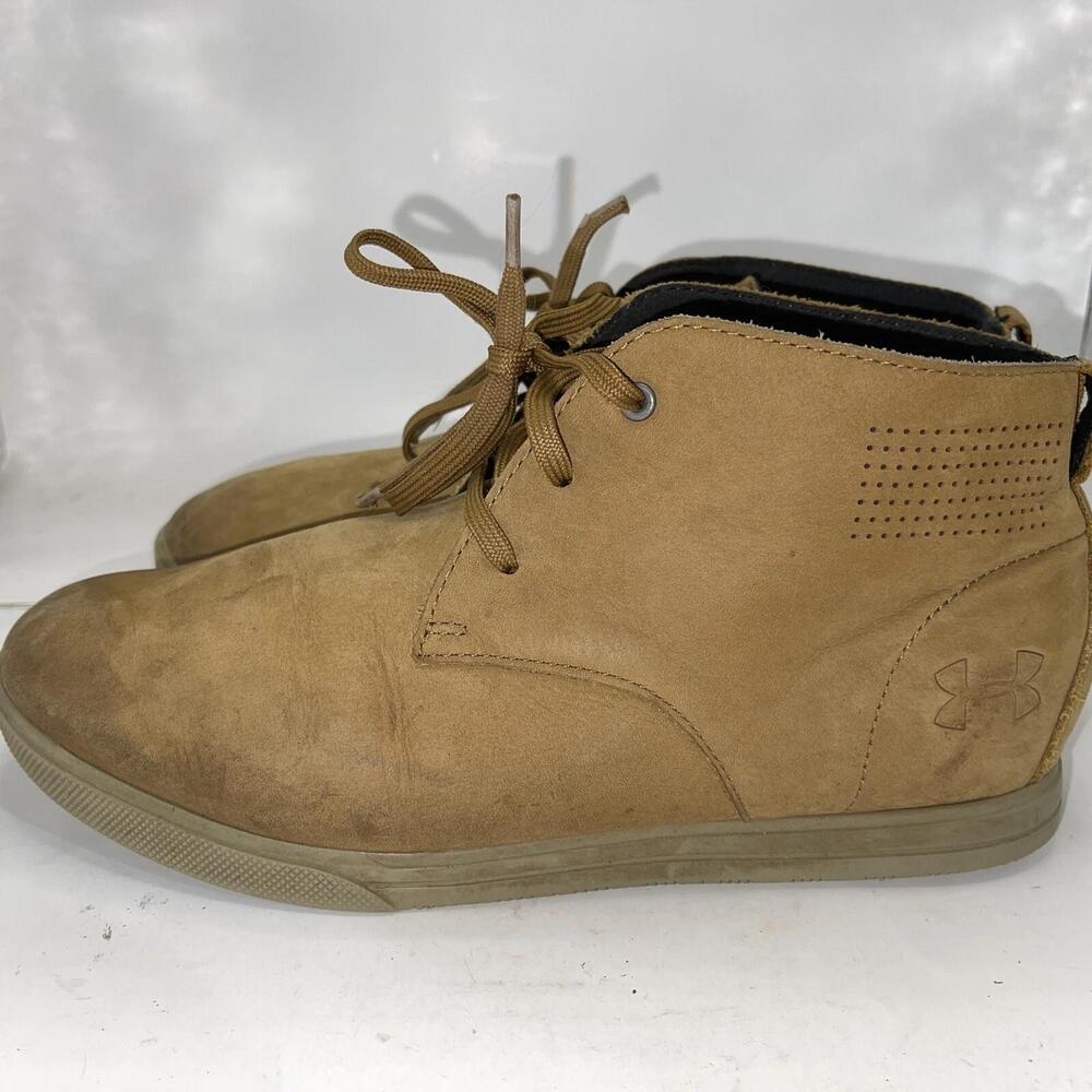 Under Armour Boots Youth Size 7Y Brown Faux Leather Chukka Casual Lace Up Ankle